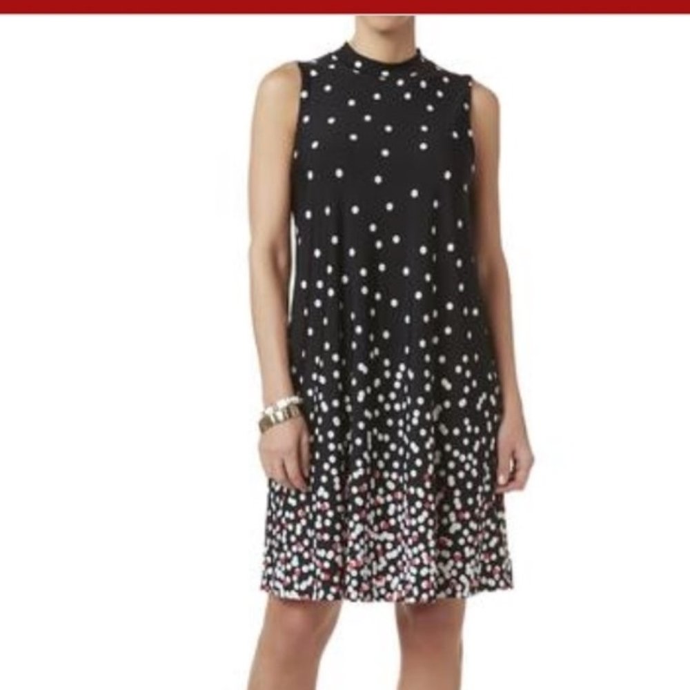Tiana B. Mockneck Polka Dot Shift Dress 2XL